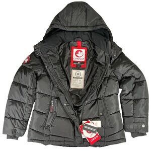 Canada Weathergear Mens Black Hooded Puffer Jacket Parka Water Resistant L NWT